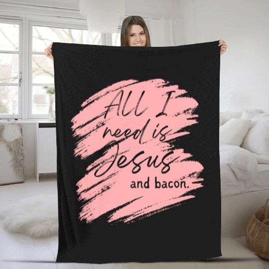 Jesus > Bacon. Fleece Blankets