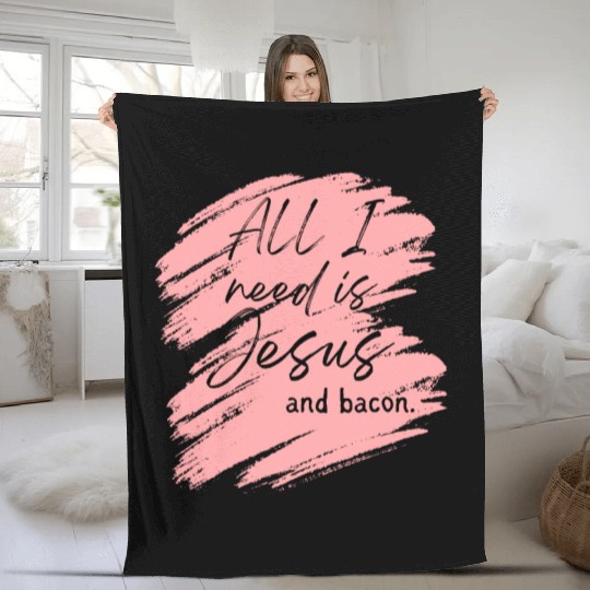 Jesus > Bacon. Fleece Blankets
