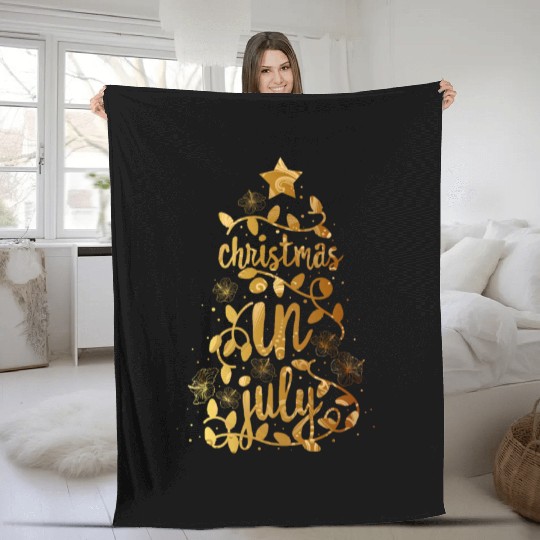 Christmas In July Colorful Xmas Tree Lights Fleece Blankets