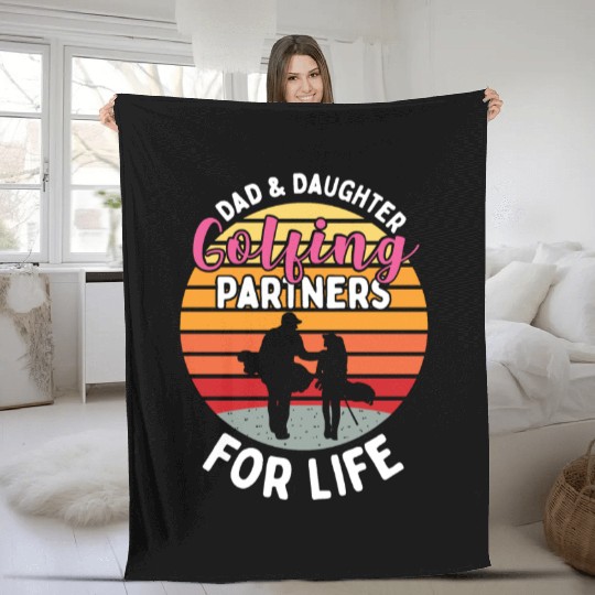Father and daughter golf gift matching outfit Fleece Blankets
