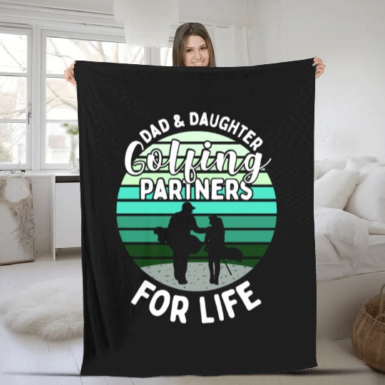 Father and daughter golf gift matching outfit Fleece Blankets
