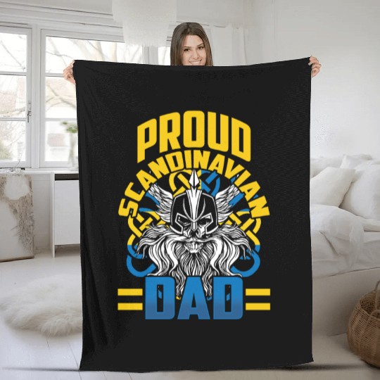 Proud Scandinavian Dad Swedish Scandinavia Nordic Fleece Blankets