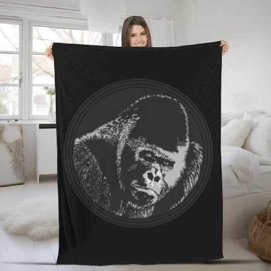 Gorilla ape Fleece Blankets