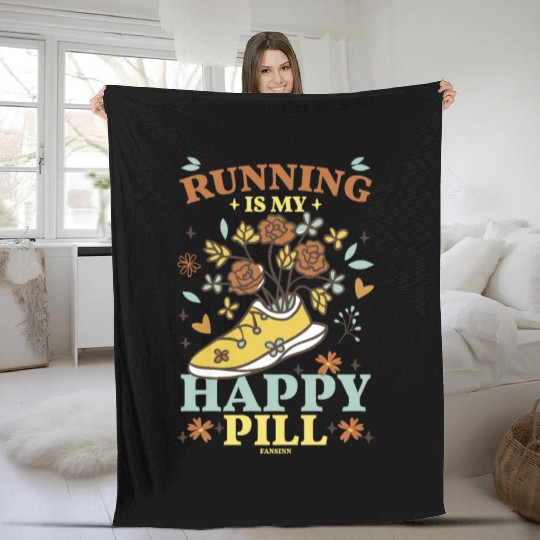 Run jogging sport race training gift Fleece Blankets