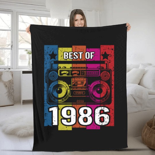 Best of 1986 Stereo Radio Cassette Player Birthday Fleece Blankets