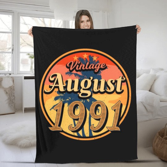 1991 August Birthday Greeting Fleece Blankets