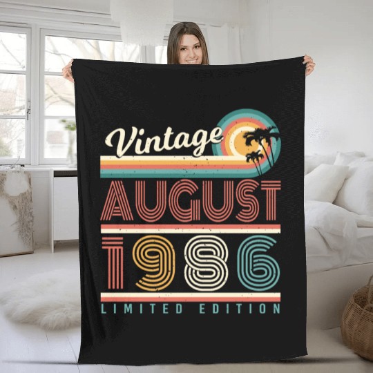 Born In August 1986 Fleece Blankets