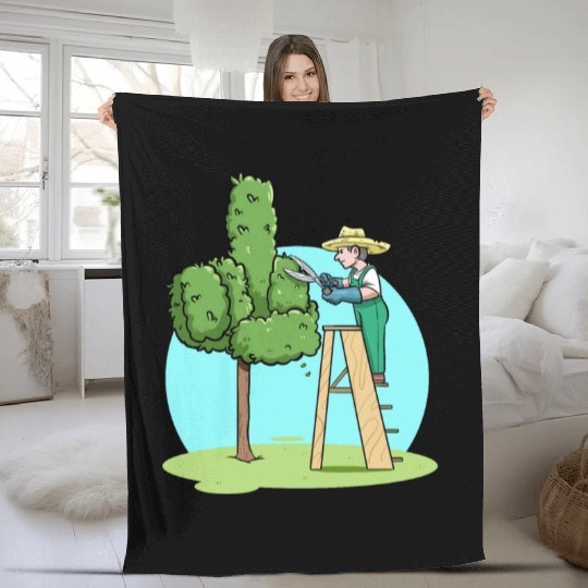 Garden Gardener Cut Hedge Middle Finger Gardening Fleece Blankets