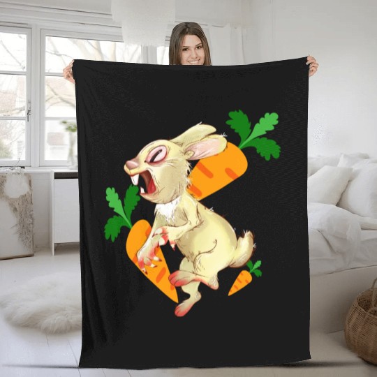 Crazy rabbit running for carrot Fleece Blankets