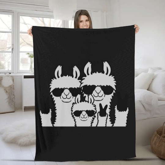 Peace family llama parents Fleece Blankets