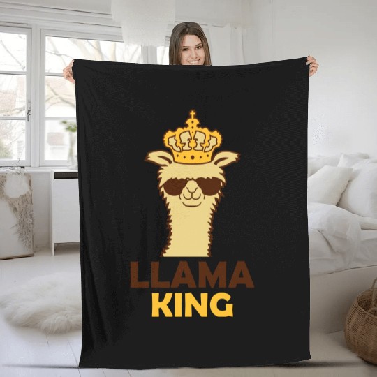 Llama King boss cool Fleece Blankets