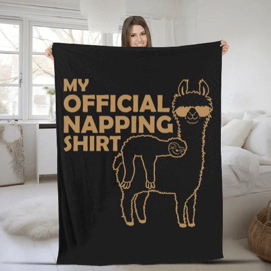 sloth llama napping Fleece Blankets