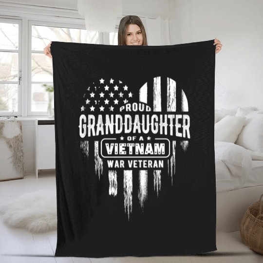 Proud Granddaughter Vietnam Vet Grandpa Veteran US Fleece Blankets