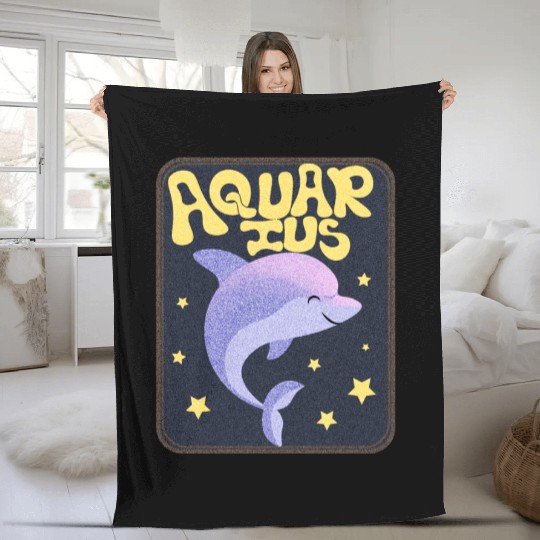 Aquarius Sign Animal Fleece Blankets
