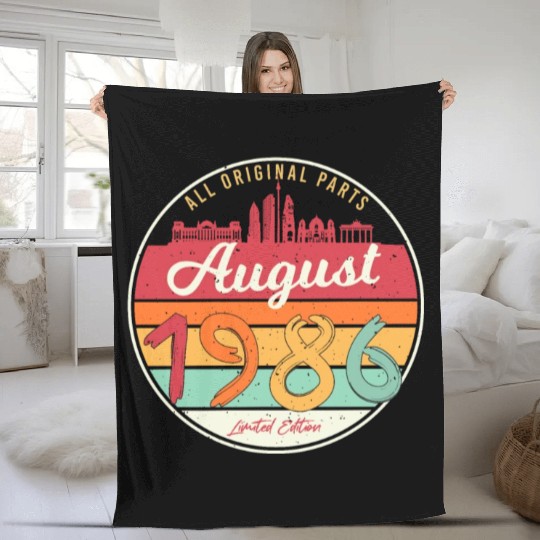 Birthday Greeting 1986 In August Fleece Blankets