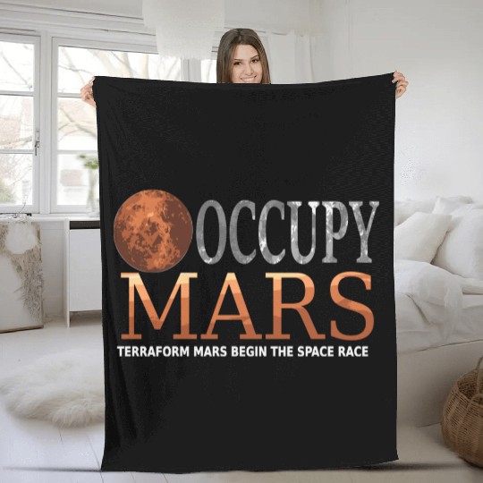 Occupy Mars Terraforming Space Race Fleece Blankets