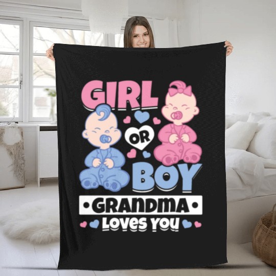 Girl Or Boy Grandma Loves You - Newborn Baby Fleece Blankets