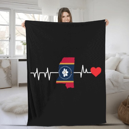 Mississippi Heartbeat Gift Fleece Blankets