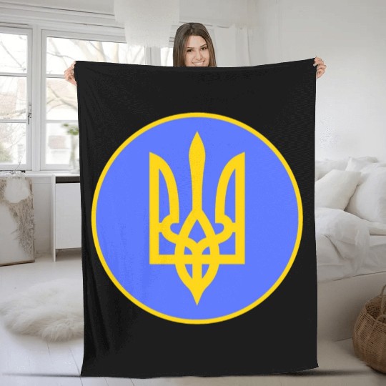 Ukraine trident Fleece Blankets