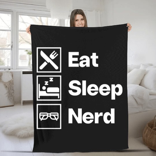 Eat Sleep Nerd Fleece Blankets