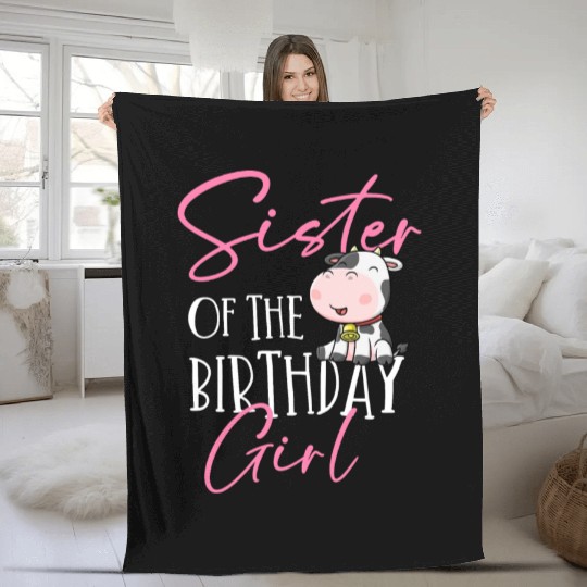 Cow Birthday, Farmer Birthday Girl Fleece Blankets