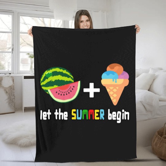 summer cool watermelon, ice cream vacation holiday Fleece Blankets