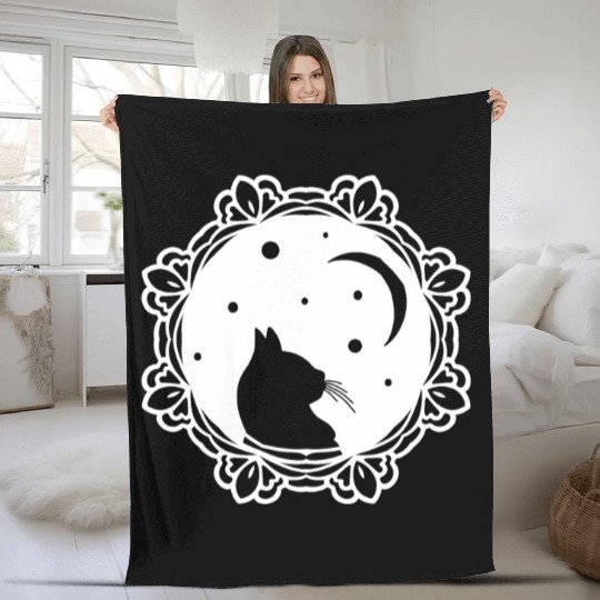 Cat Moon Fleece Blankets