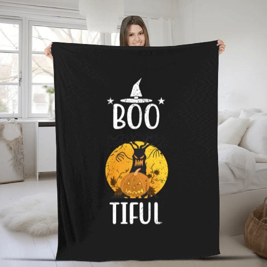Boo Tiful Funny Halloween Fleece Blankets