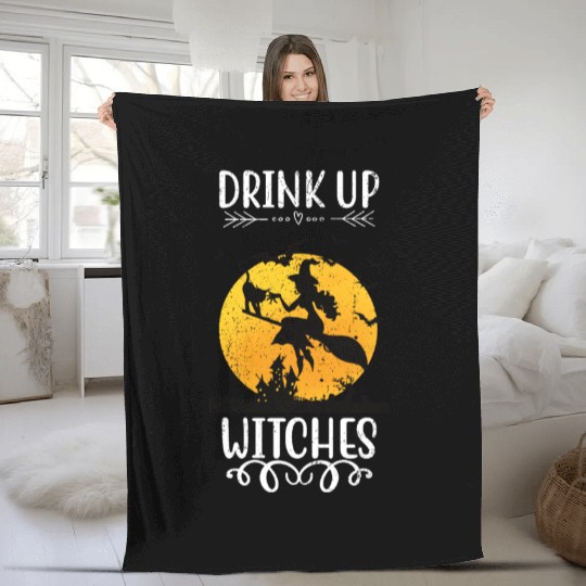 Drink up Witches Funny Halloween Fleece Blankets