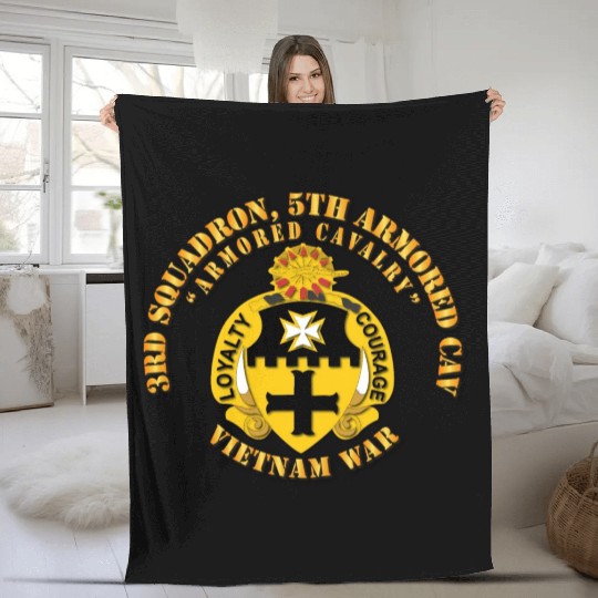 Army 3rd Squadron 5th Armored Cav Vietnam War Fleece Blankets