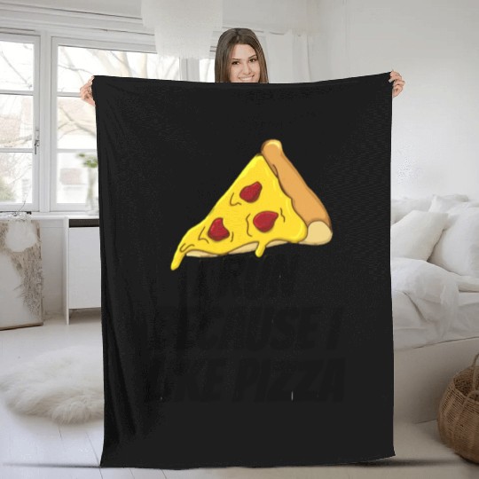 i run because i like pizza Fleece Blankets