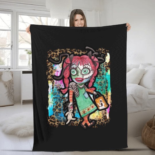 Halloween Zombie Rag Doll Tie Dye Fleece Blankets