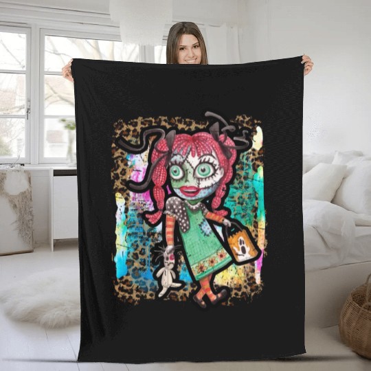 Halloween Zombie Rag Doll Tie Dye Fleece Blankets