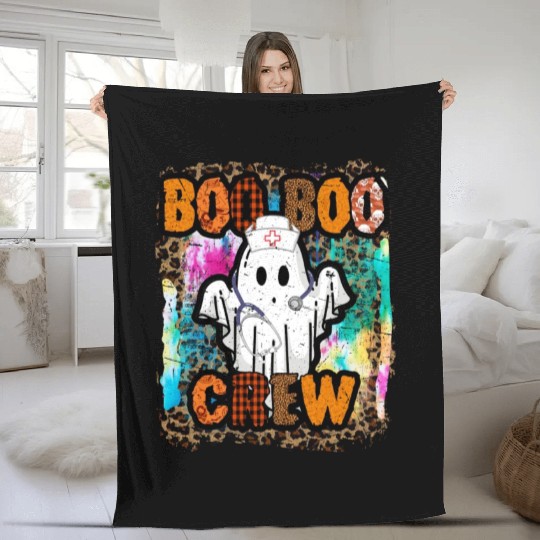 Halloween Boo Boo Crew Tie Dye Fleece Blankets