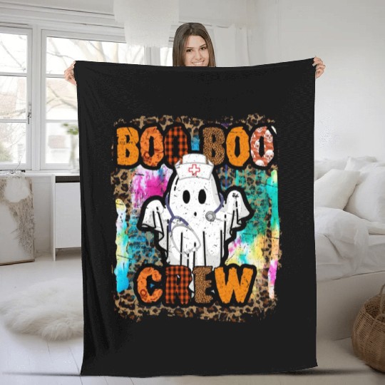 Halloween Boo Boo Crew Tie Dye Fleece Blankets