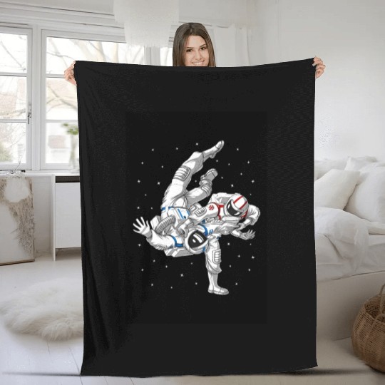 Astronauts Jiu-Jitsu Wrestling Fleece Blankets