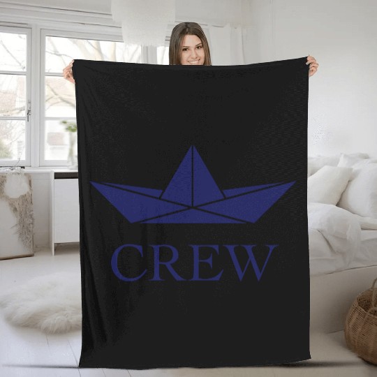 Crew (Crew Complement Paper Boat Paper Ship, Navy) Fleece Blankets