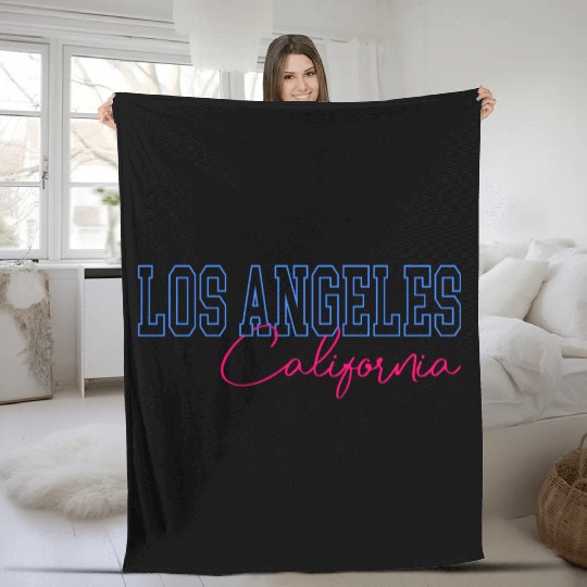 Womens Los Angeles California Letter Print Half Fleece Blankets