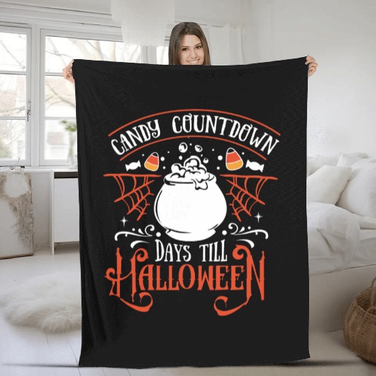 Candy Countdown Days Till Halloween Candy Corn Fleece Blankets