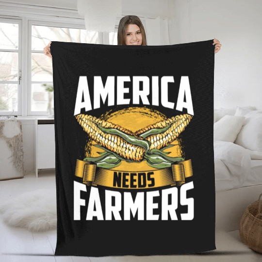 America Needs Farmers Agriculture Farmer Corn Fleece Blankets