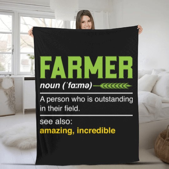 Farmer Definition Noun - Farming Agriculturist Fleece Blankets