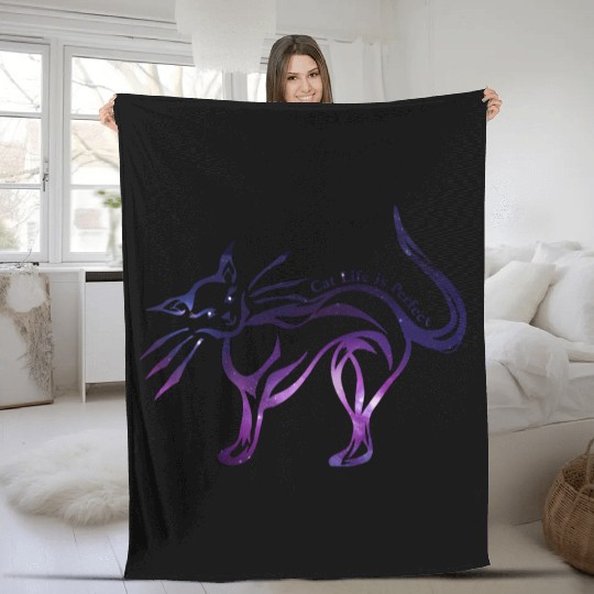 cat life is perfect cat lover Fleece Blankets