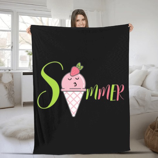 Summer ice cream Fleece Blankets