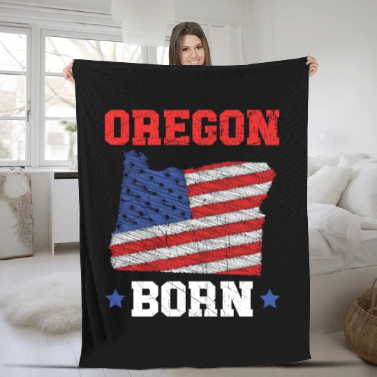 Oregon Born USA America Oregonians Travel Tourist Fleece Blankets