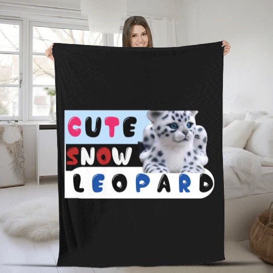 Cute Snow leopard |big cats Fleece Blankets