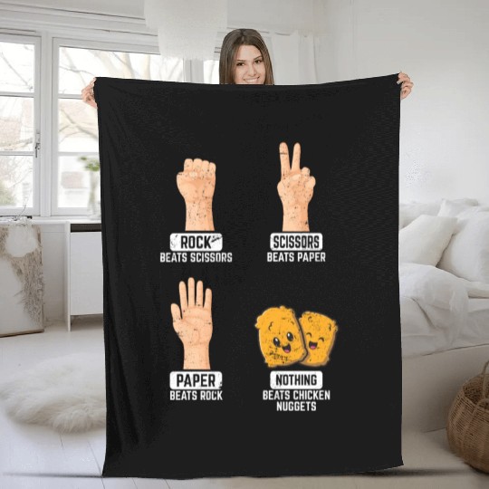 Rock Paper Scissors Nothing Beats Chicken Nuggets Fleece Blankets