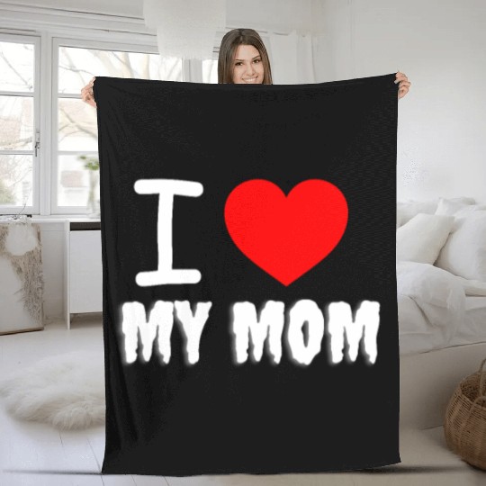 I love my mom Funny design Classic Fleece Blankets