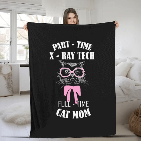 Cat Lover Full Time Cat Mom Fleece Blankets