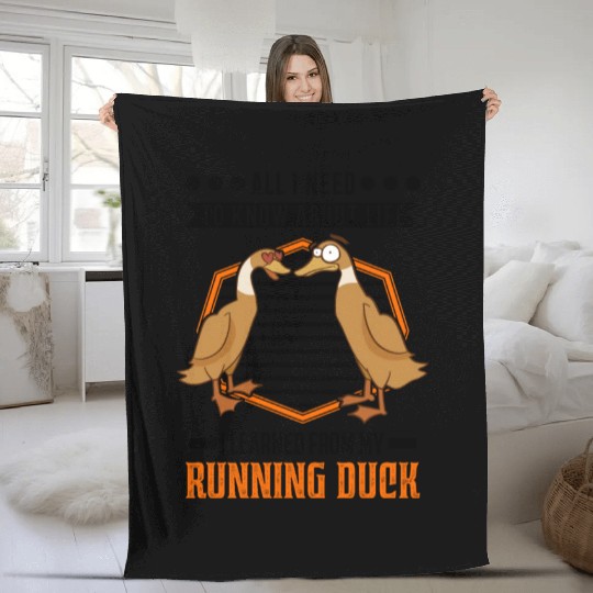 Indian Runner Duck Running Fleece Blankets