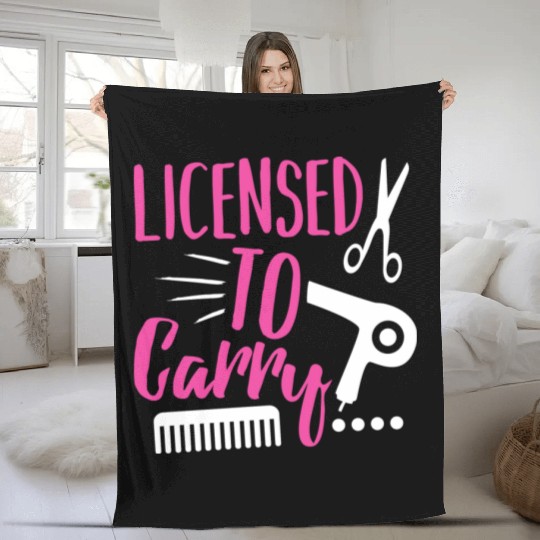 Licensed To Carry Hairdresser Pun Gun Fleece Blankets